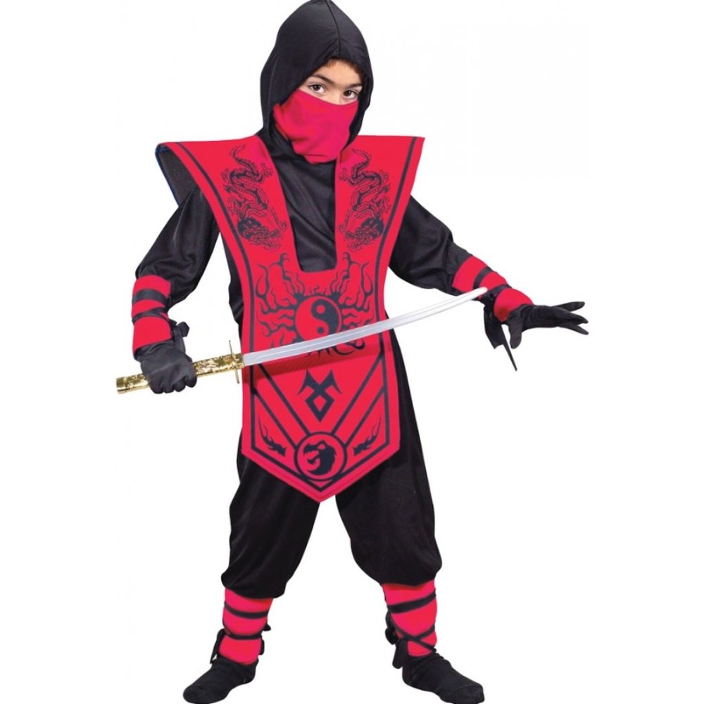 New  Halloween Costume Ninja Red & Black- Child Small (4-6) by FunWorld